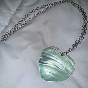Authentic pearl seashell heart necklace on chain